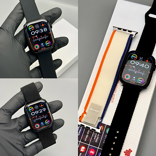 HK10 Pro Max Smart Watch Stainless Titanium (3 Straps Free)